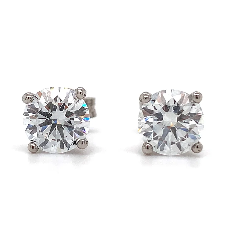 Double Stud Earrings for Impact -18ct White Gold 2.15ct Total Laboratory Grown Diamond Stud Earrings