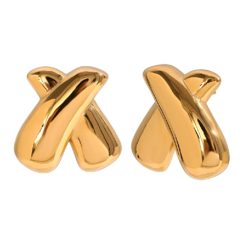 Lightweight Stud Earrings for All Day -18K Gold and Silver "X" Stud Earrings – Elegant Statement Jewellery for Women