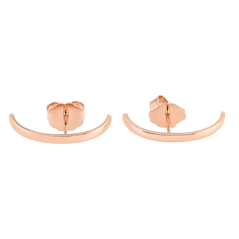 Stud Earrings for Office Wear -18K Rose Gold Half Moon Stud Earrings Handmade Jewelry