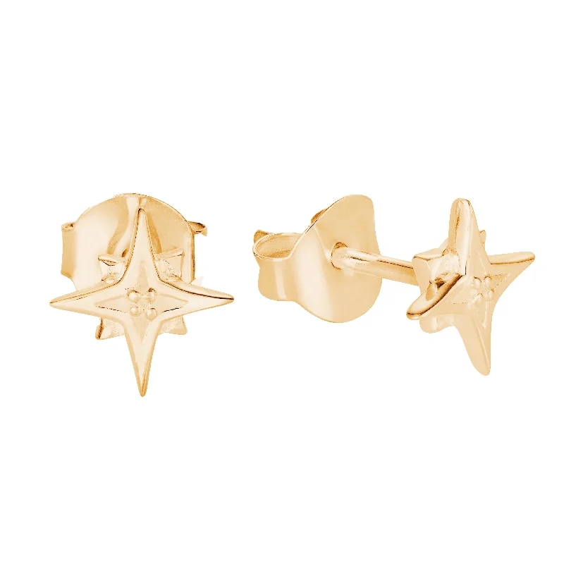 Pearl Stud Earrings for Elegance -9ct Gold Compass Star Stud Earrings by Yasmin Everley