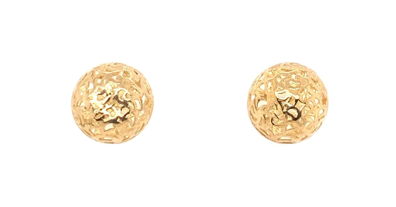 Stud Earrings with Filigree -9ct Gold Dome Stud Earrings