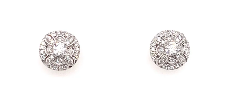 Stud Earrings for Engagement Party -9ct White Gold 0.51ct Earth Grown Diamond Flower Style Stud earrings