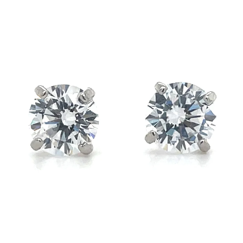 Stud Earrings for Festival Style -9ct White Gold Four Claw Cz Stud Earrings