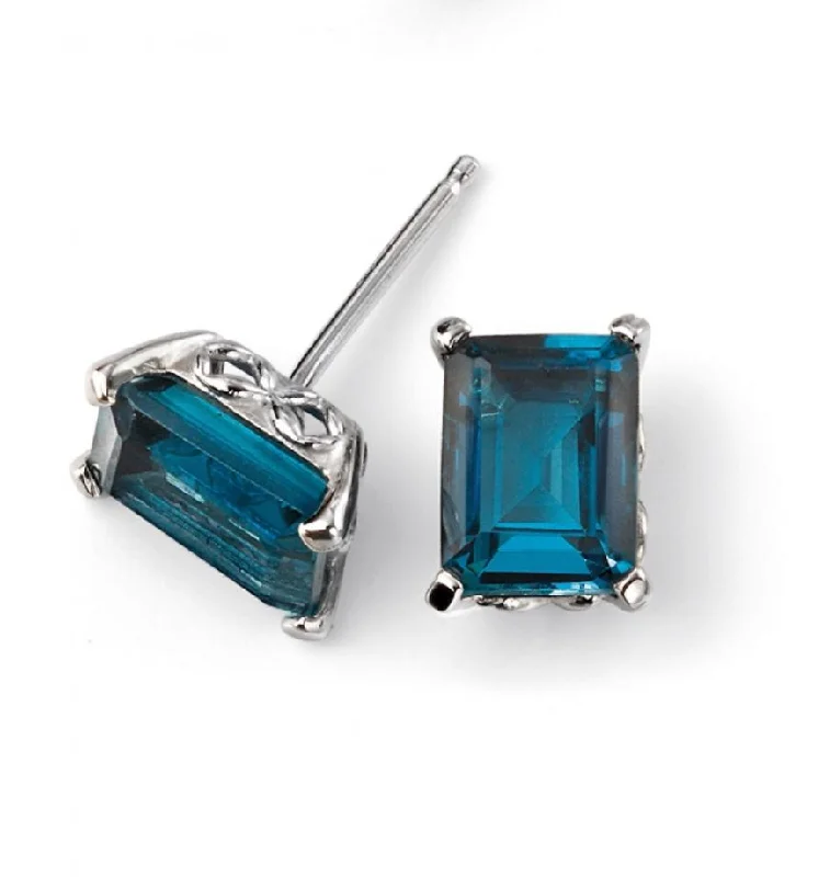 Stud Earrings for Everyday Glamour -9ct White Gold London Blue Topaz Stud Earrings GE2082T