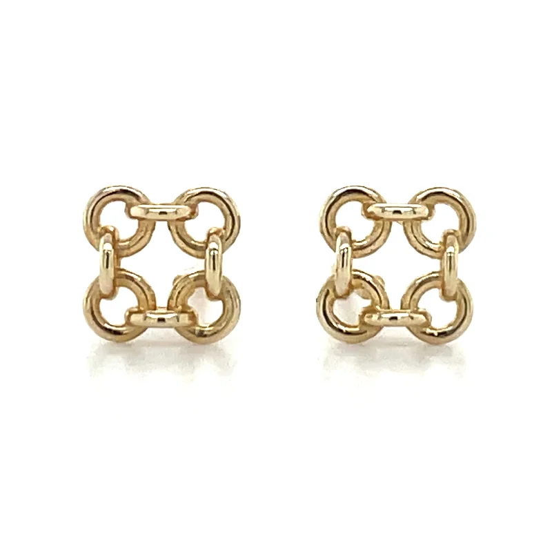 Stud Earrings for Party Look -9ct Yellow Gold Ornate Linked Stud Earrings