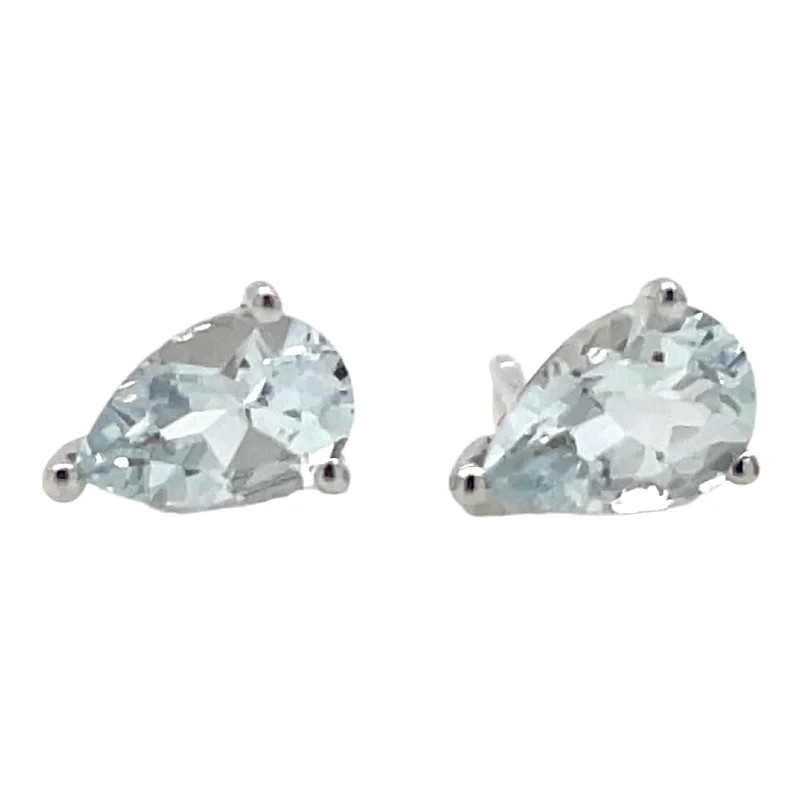 Stud Earrings for Office Wear -9ct Yellow Gold Pear Cut Aquamarine Stud Earrings