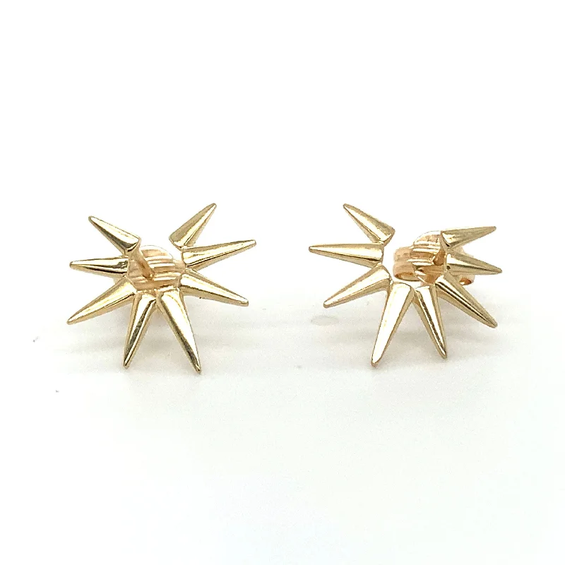 Stud Earrings with Keyhole Designs -9ct Yellow Gold Sun Stud Earrings