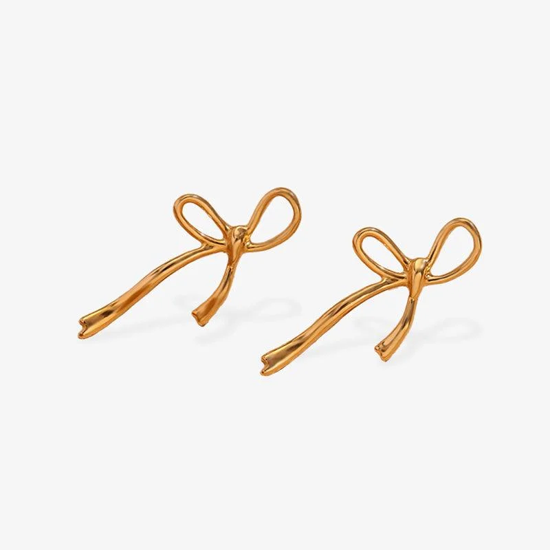 Stud Earrings for Wellness Routine -Gold-Filled Bow Stud Earrings – Hypoallergenic & Trendy Women's Earrings