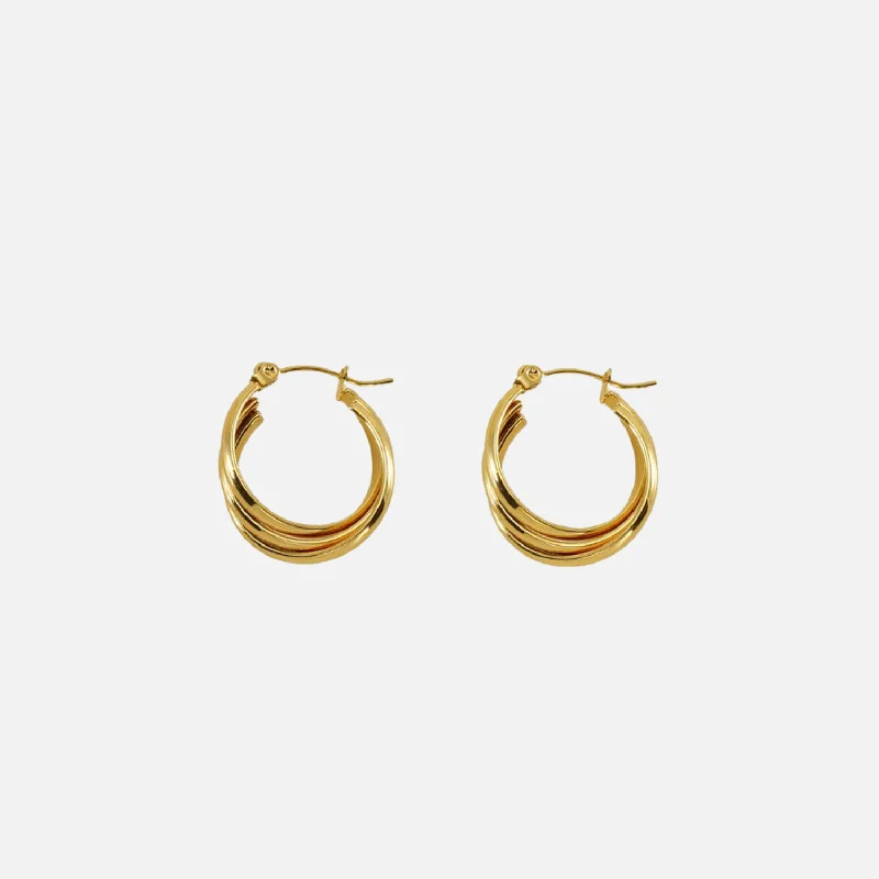 Stud Earrings for Formal Attire -Gold-Plated Geometric Hoop Earrings – Trendy Stainless Steel Stud Earrings