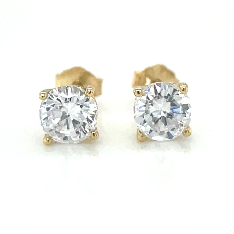 Stud Earrings for Engagement Party -Golden Round Cz Stud Earrings