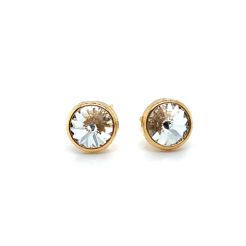 Stud Earrings for Wedding Ceremony -Golden Round Cz Stud Earrings