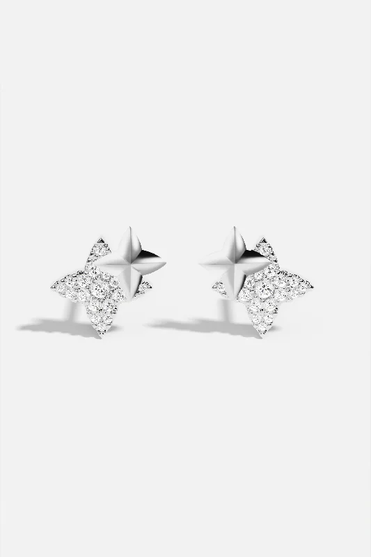 Punk Stud Earrings with Spikes -Météorites Silver Stud Earrings