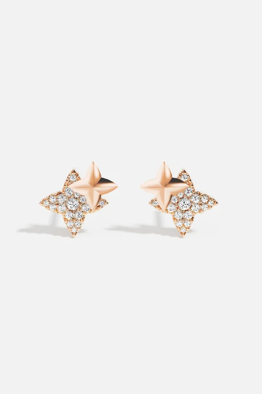 Hippie Stud Earrings with Beads -Météorites Rose Gold Stud Earrings