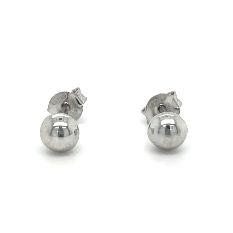 Stud Earrings with Gemstones and Beads -5mm Silver Round Ball Stud Earrings