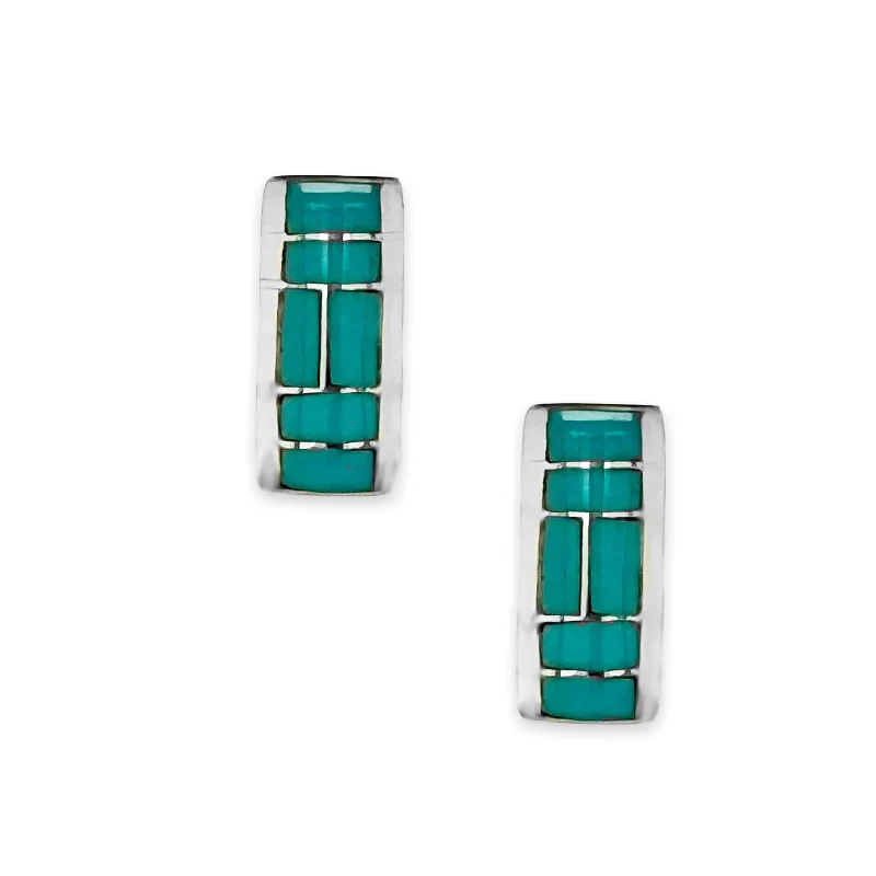 Animal Print Stud Earrings for Fun -Sleeping Beauty Turquoise Stud Earrings, Sterling Silver, Authentic Native American Handmade in the USA, Inlay Style, Nickel Free