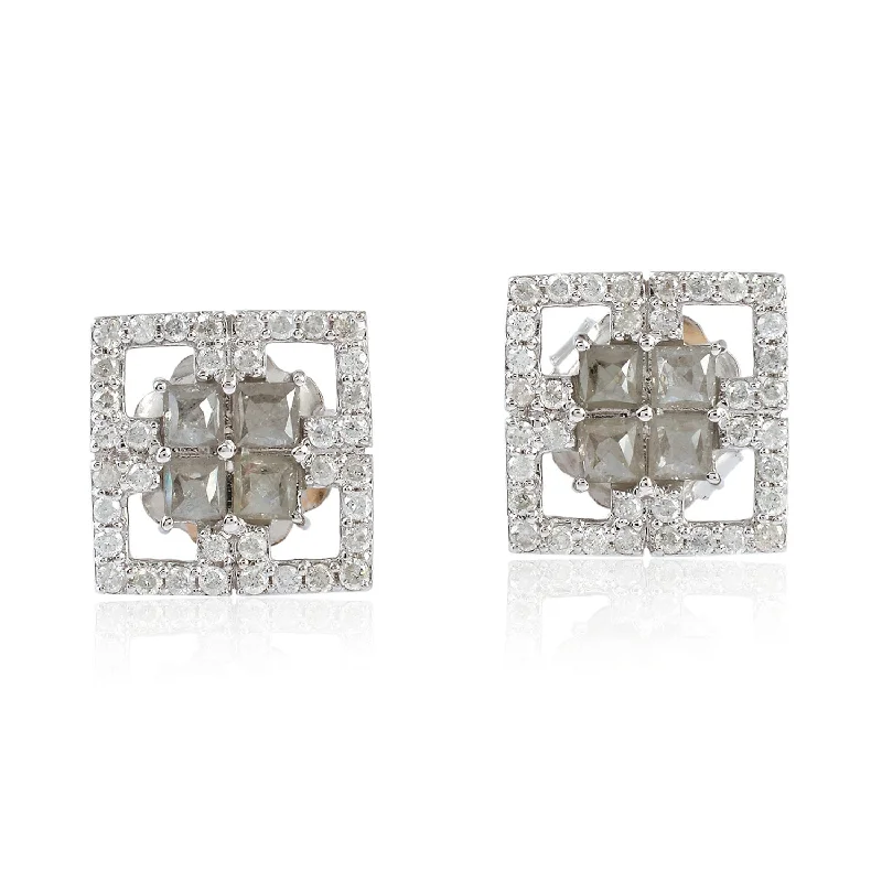 Maximalist Stud Earrings for Bling -Sparkling Princess Cut Ice Diamond The Perfect Stud Earrings For Her In White Gold