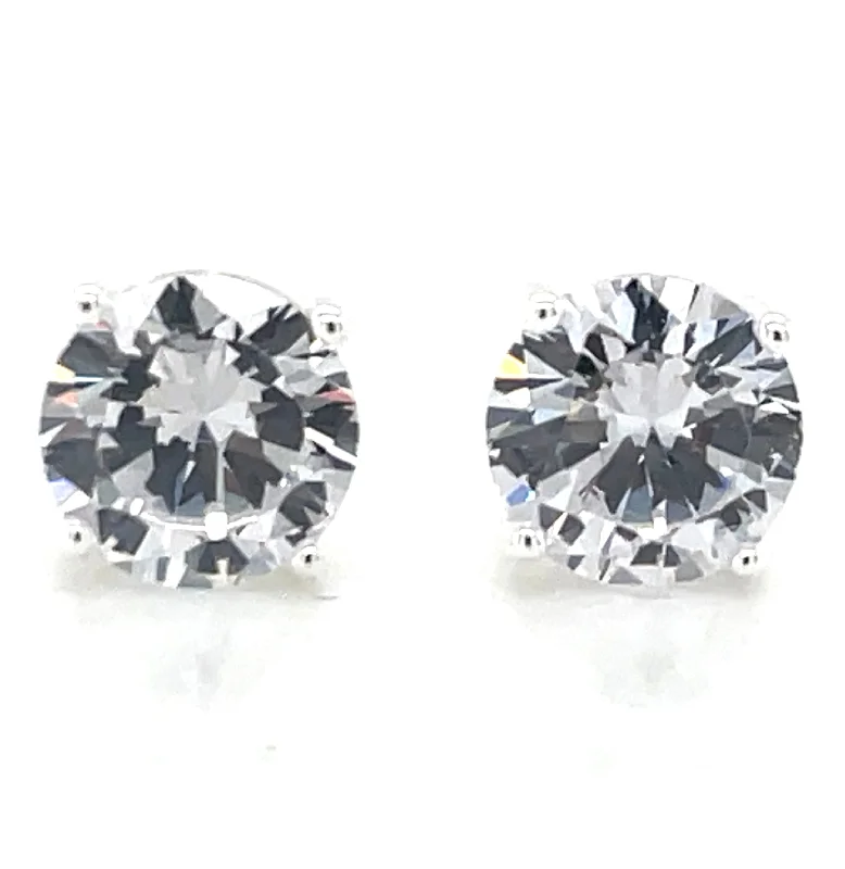 Stud Earrings for Beach Outfit -Sterling Silver 6mm Round Cz Stud Earrings