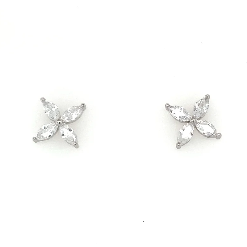 Crystal Stud Earrings for Sparkle -Sterling Silver Kiss Stud Earrings