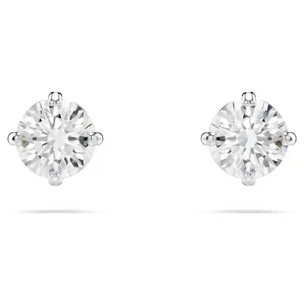 Stud Earrings with Enamel -Swarovski Stilla Attract stud earrings Round cut, White, Rhodium plated 5408436