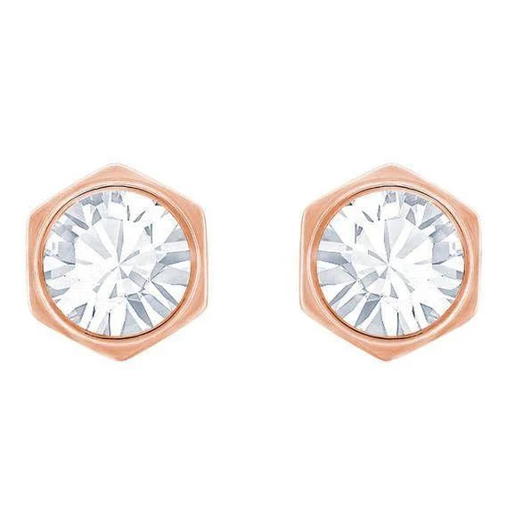 Stud Earrings for Shopping Trip -Swarovski Rose Gold Tone Hexagonal Stud Earrings 5371199