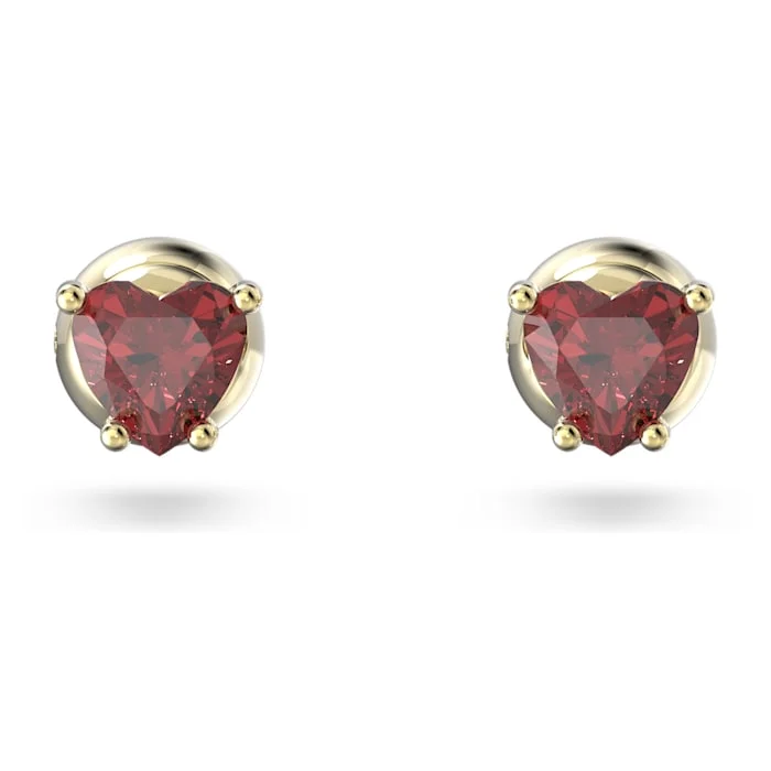 Stud Earrings for Concert Look -Swarovski Stilla stud earrings Heart, Red, Gold-tone plated 5639133