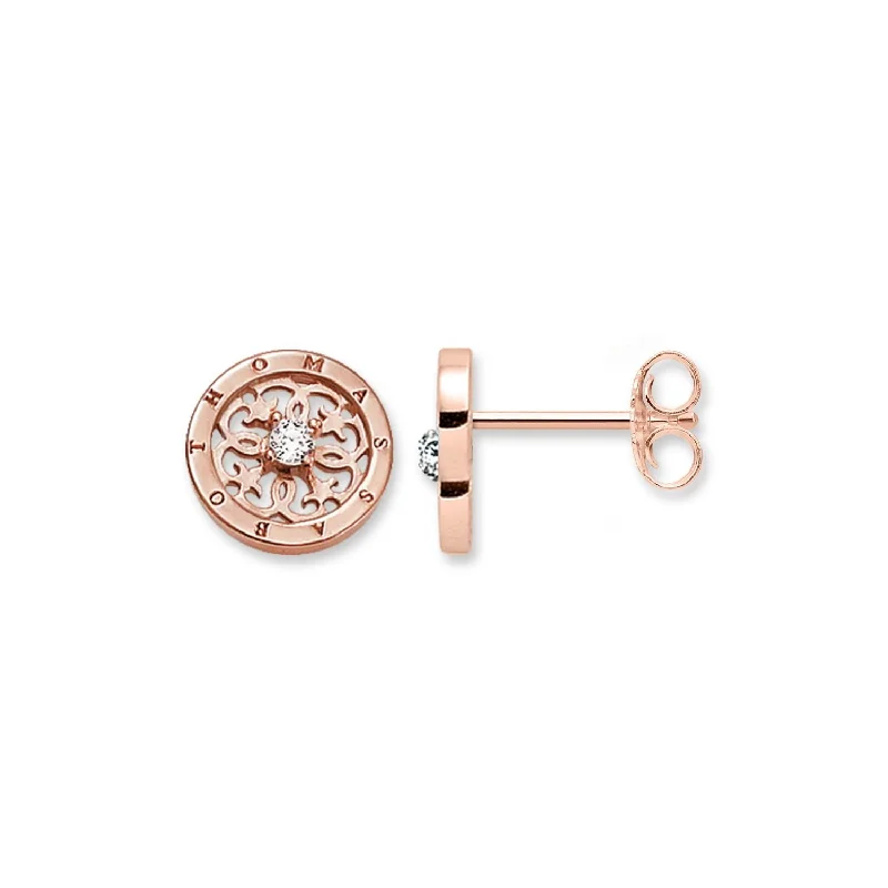 Stud Earrings for Bridesmaids Look -Thomas Sabo Rose Gold Plated Round Open Stud Earrings H1760-416-14