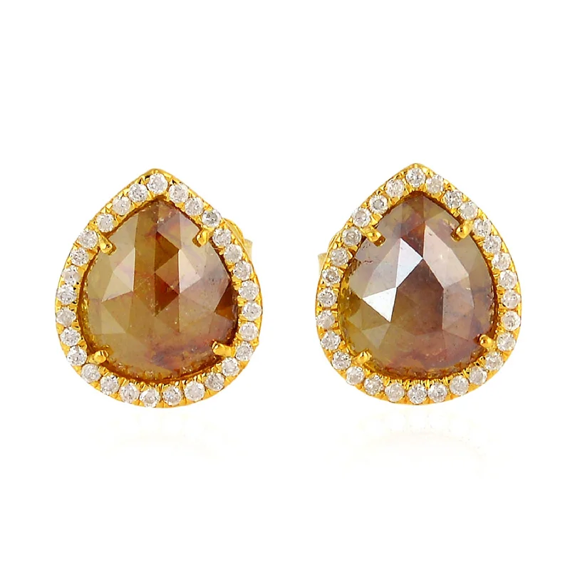 Stud Earrings for Travel Look -Trendy Pear Cut Ice Diamond Stud Earrings For Women In 18K Gold