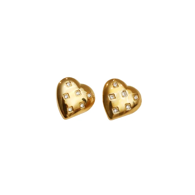 Stud Earrings for School Uniform -Vintage Heart Stud Earrings