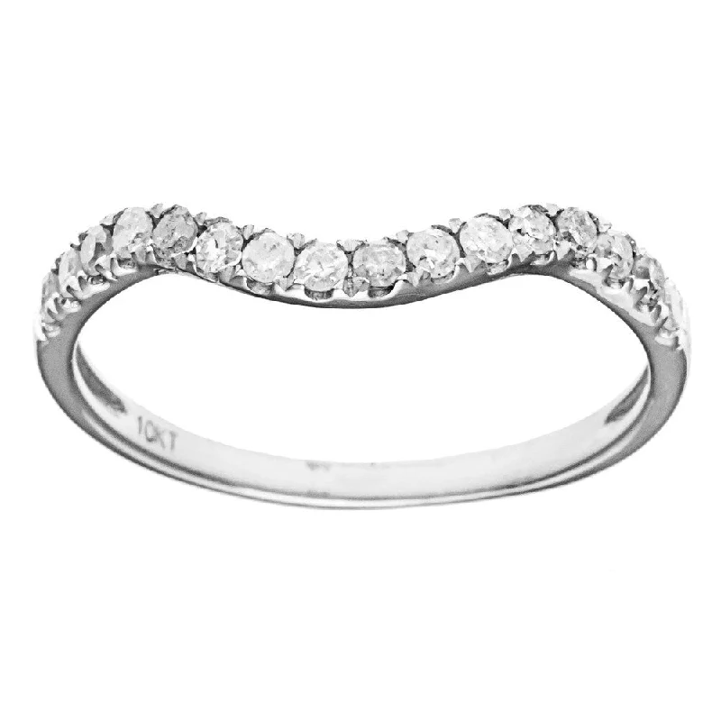 Engagement rings with split-shank topaz designs -10k White Gold 1/3ct TDW Diamond Pave Curved Band (G-H, I1-I2)