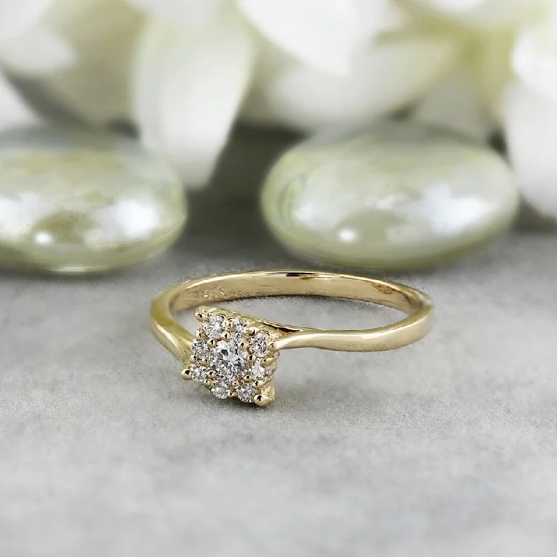 Engagement rings with faceted jade for calm -14K Gold Auriya 1/4ctw Diamond Engagement Promise Ring Square Shape