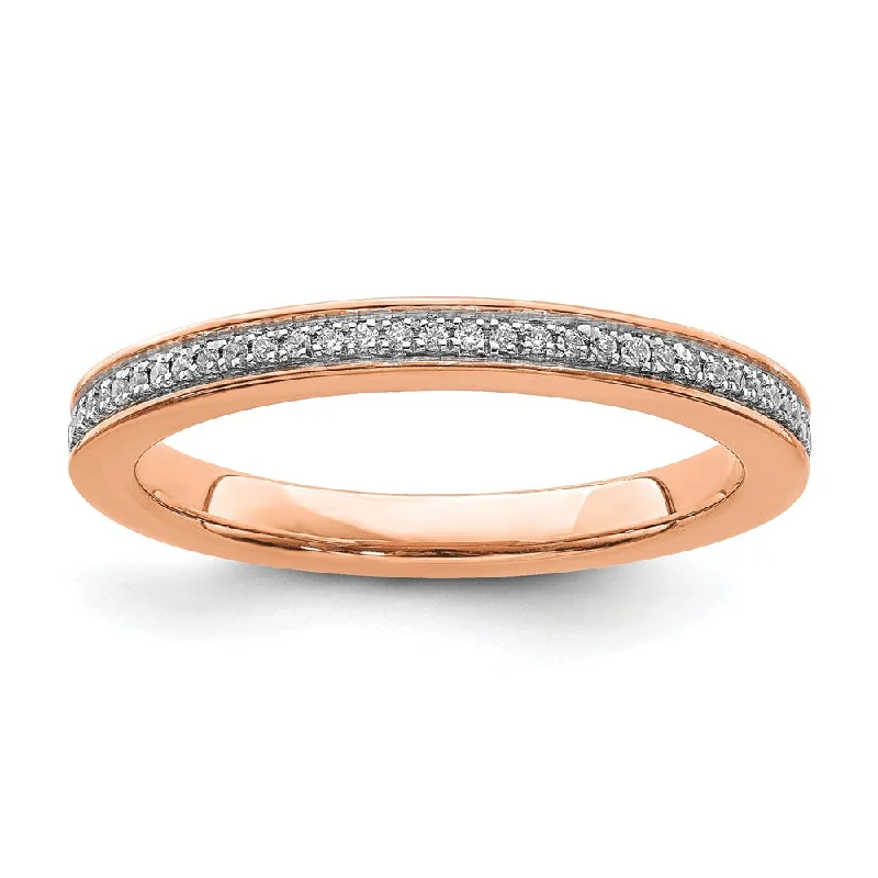 Engagement rings with twisted bands and diamonds -2.25mm 14k Rose Gold 1/10 Ctw Diamond Stackable Band