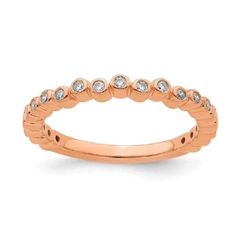 Engagement rings with east-west moonstone settings -2.5mm 14k Rose Gold 1/10 Ctw Diamond Stackable Band