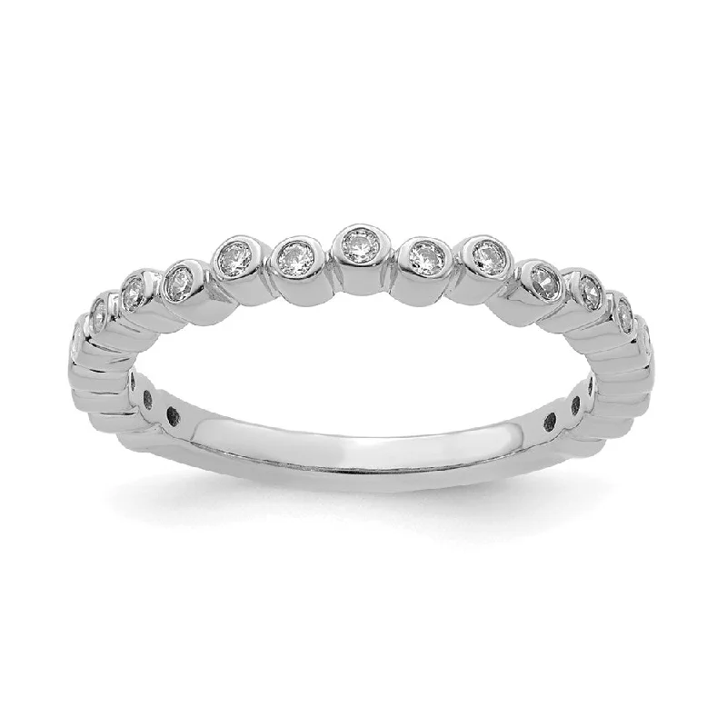 Engagement rings with hexagonal-cut sapphire gems -2.5mm 14k White Gold 1/10 Ctw Diamond Stackable Band