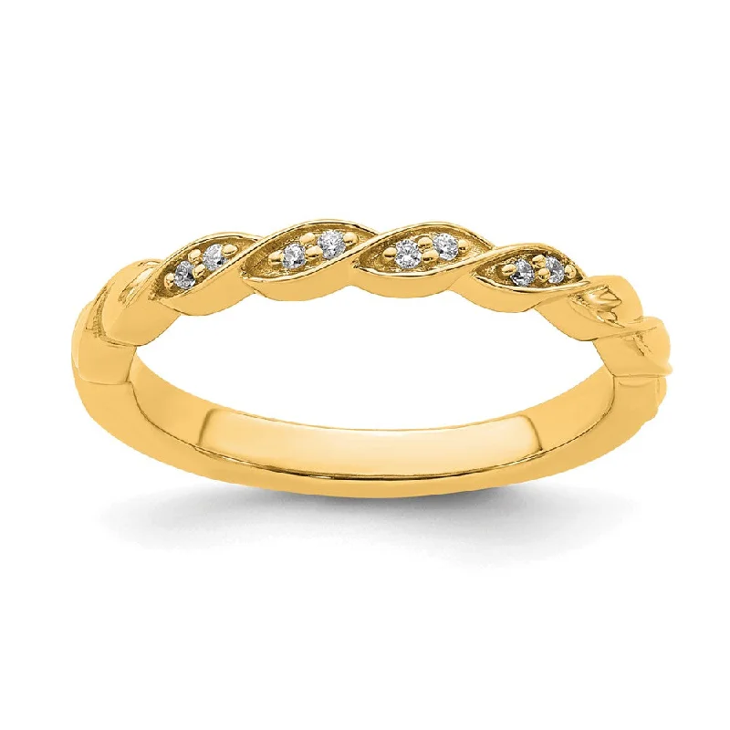 Engagement rings with sleek onyx for contrast -2.5mm 14k Yellow Gold .04 Ctw Diamond Stackable Twist Band