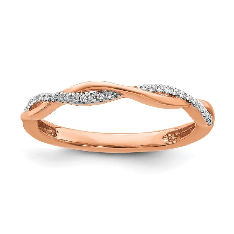 Engagement rings with trillion-cut moonstone gems -2mm 14k Rose Gold 1/15 Ctw Diamond Stackable Twist Band