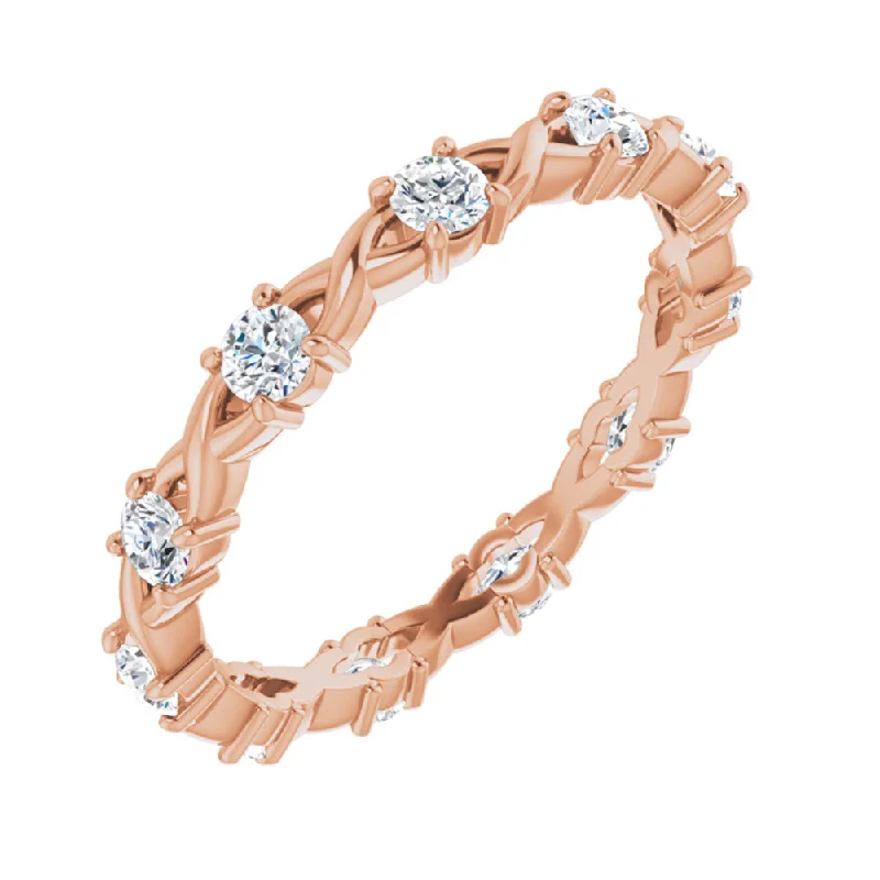 Engagement rings with vintage rose quartz settings -2mm 14K Rose Gold 3/8 CTW Diamond Eternity Band