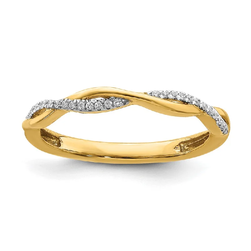 Engagement rings with pave-set turquoise accents -2mm 14k Yellow Gold 1/15 Ctw Diamond Stackable Twist Band