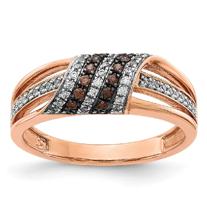 Engagement rings with pave-set citrine for warmth -7mm 14K Rose Gold 1/3 Ctw Two-Tone Diamond Split Shank Tapered Band