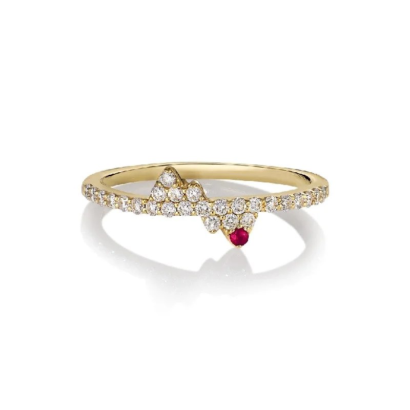 Engagement rings with vine-inspired topaz bands -Maria 14K Gold Ring w. Ruby & Diamonds