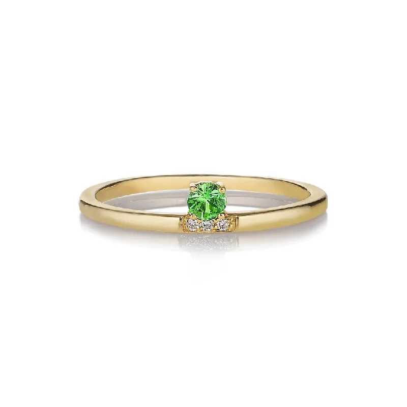 Engagement rings with mixed metal ruby bands -Marie 14K Gold Ring w. Tsavorite & Diamonds