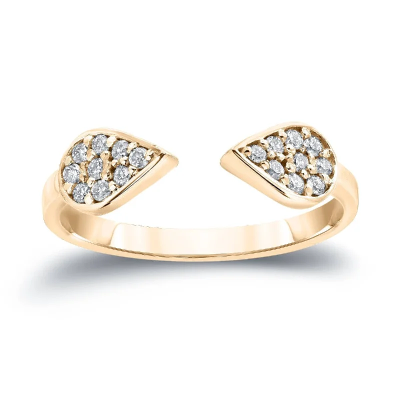 Engagement rings with carved moonstone band patterns -Auriya 14k Gold Stackable Teardrop Open Diamond Ring 1/5ct TW