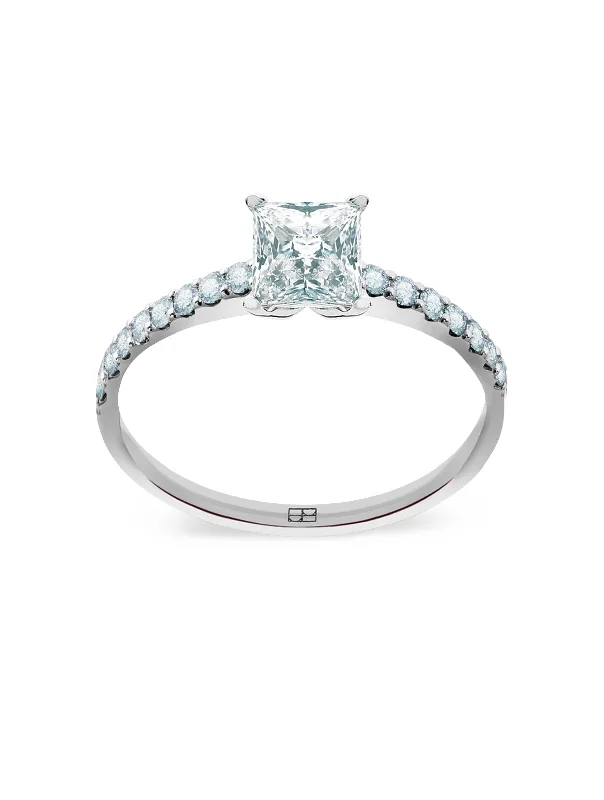 Engagement rings with floral malachite halo settings -Promise N°12 18K White Gold Ring w. Diamonds