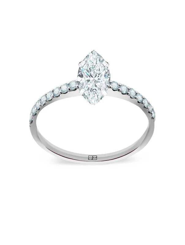 Engagement rings with pearl accents for elegance -Promise N°17 18K White Gold Ring w. Diamonds