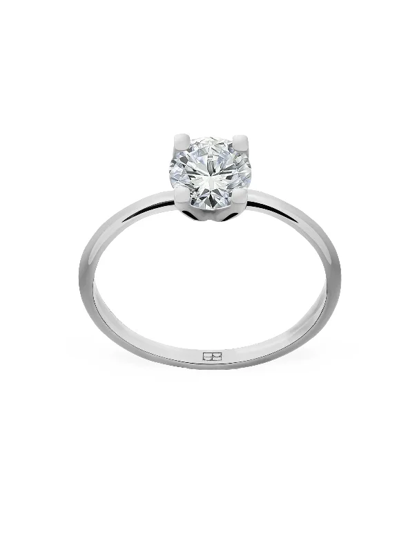 Engagement rings with trillion-cut peridot accents -Promise N°4 18K White Gold Ring w. Diamond