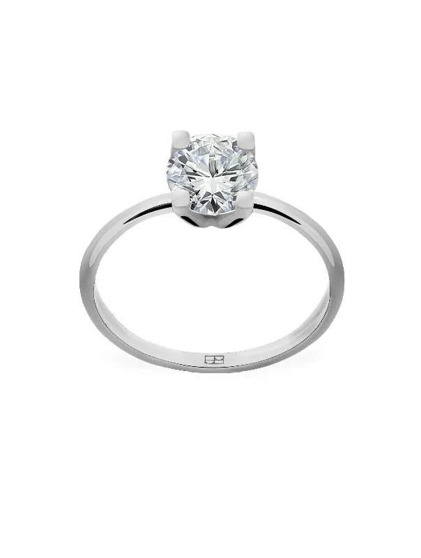 Engagement rings with yellow gold raw topaz -Promise N°5 18K White Gold Ring w. Diamond