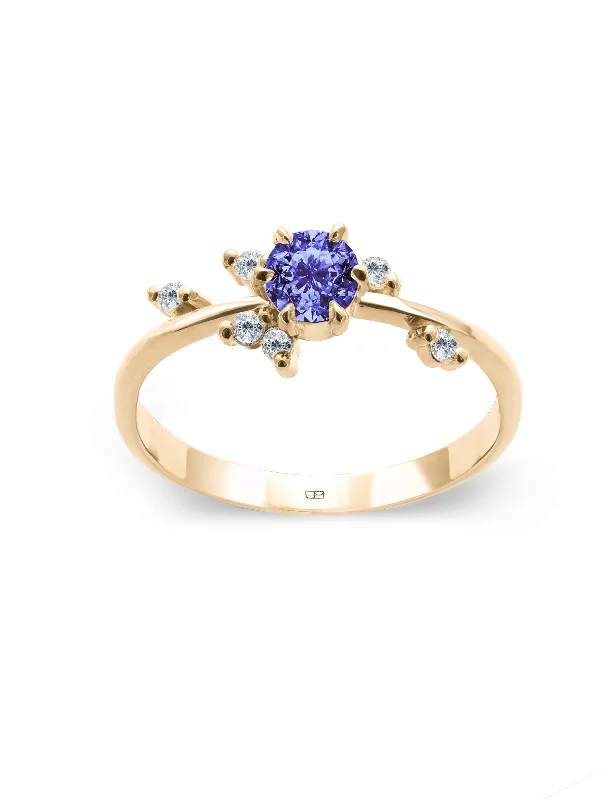 Engagement rings with east-west moonstone settings -Your Way N°2 18K Gold Ring w. Tanzanite & Diamonds