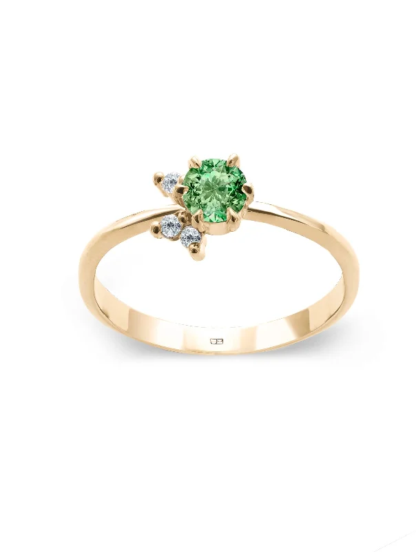 Engagement rings with cluster topaz for dazzle -Your Way N°4 18K Gold Ring w. Tsavorite & Diamonds