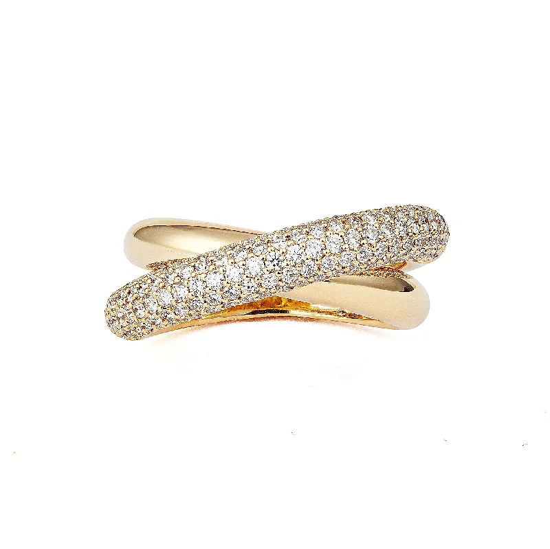 Engagement rings with bold coral for vibrancy -Infinity Loop Medium Half Pavé 18K Gold Ring w. Diamonds