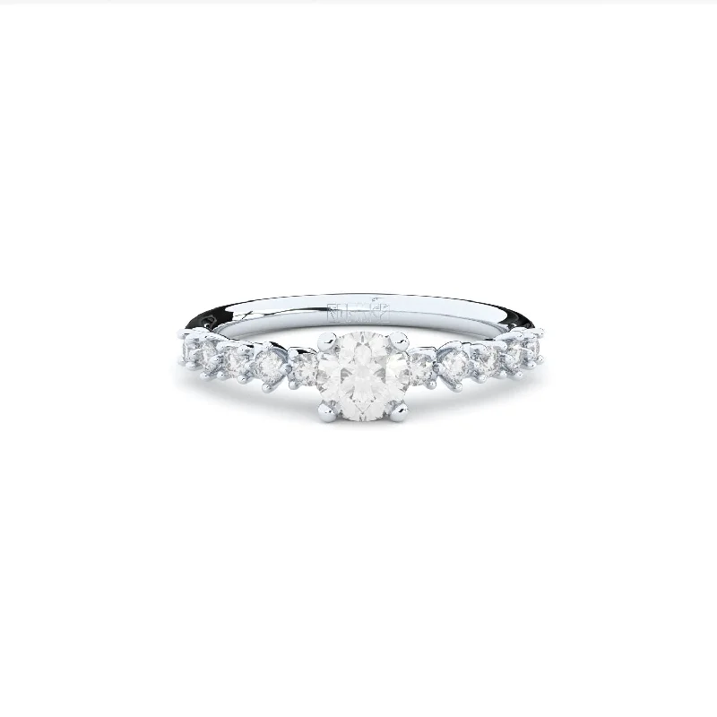 Engagement rings with twisted bands and diamonds -Duo+ Engagement 14K Whitegold Ring w. Lab-Grown Diamonds