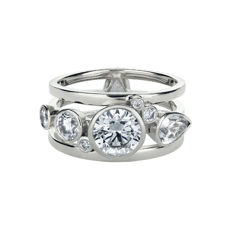 Engagement rings with classic round sapphire brilliance -High Five 18K Whitegold Ring w. Diamonds